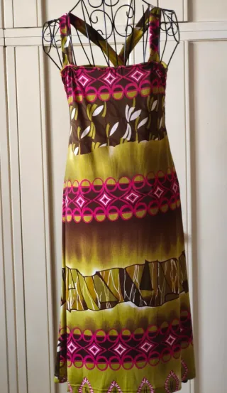 Vestito lungo in jersey con bretelle incrociate