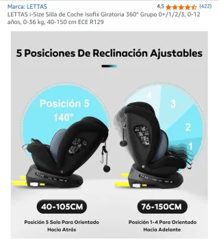 Silla de coche LETTAS i-Size 360°