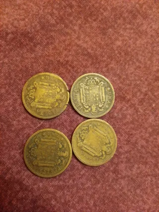 4 Monedas 1 Peseta Franco 1947