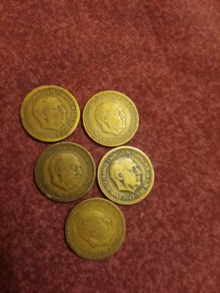 4 Monedas 1 Peseta Franco 1947