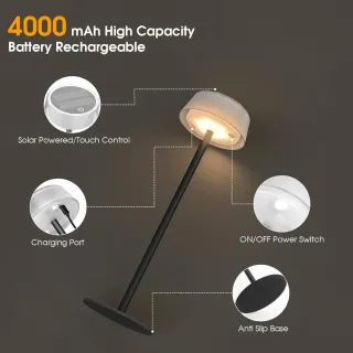 Lámpara LED Inalámbrica Mesa 2 Piezas