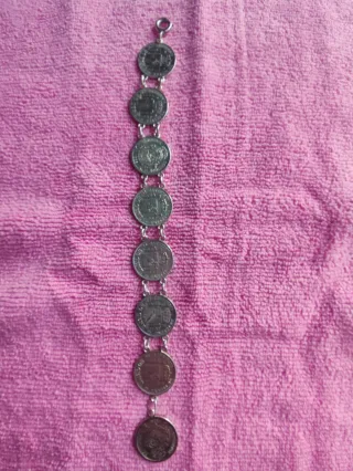 Pulsera monedas plata vintage Alfonso XII-XIII.