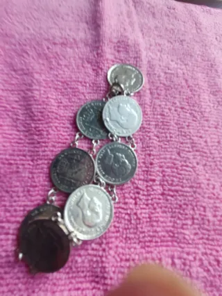 Pulsera monedas plata vintage Alfonso XII-XIII.