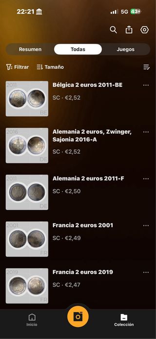 Monedas de 2 euros al precio que marcan las fotos