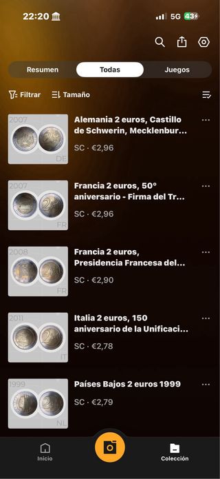 Monedas de 2 euros al precio que marcan las fotos