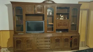 Mueble salón vintage madera y cristal