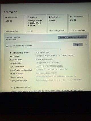 Portátil Lenovo Yoga 520 14” Tactil