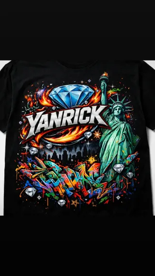 Camiseta Yanrick Diamante Estatua Libertad Graffit