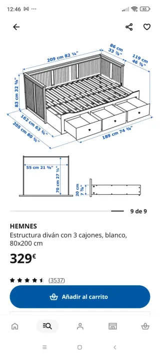 Diván blanco con cajones Ikea