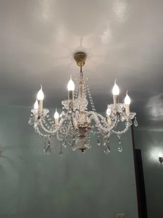 Lámpara araña cristal 8 luces dorada