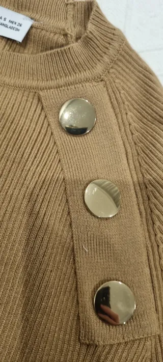 Jersey Zara camel botones dorados