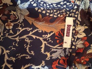 Vestido midi manga larga poliéster estampado