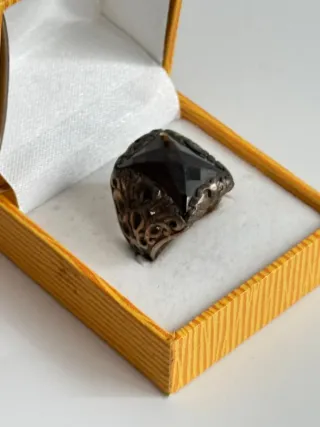 Anillo Plata 925 Piedra Negra tipo ónix