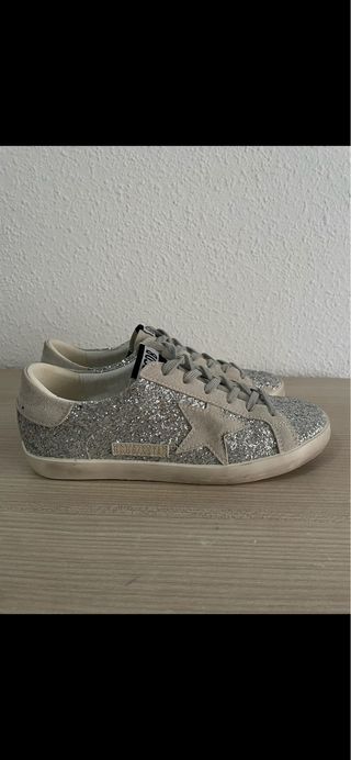 Golden Goose Zapatillas Glitter Beige/Plata