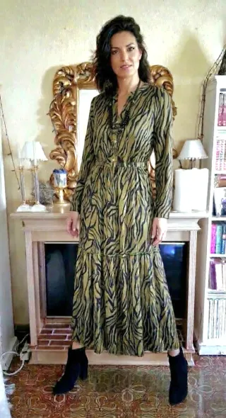 Vestido largo estampado cebra estilo boho