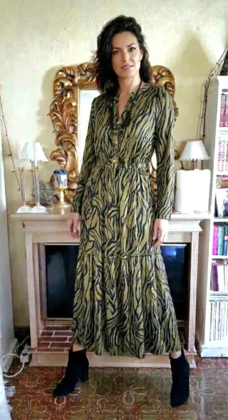 Vestido largo estampado cebra estilo boho