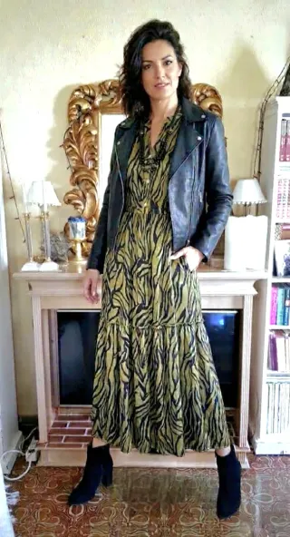 Vestido largo estampado cebra estilo boho