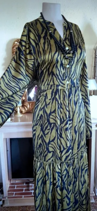 Vestido largo estampado cebra estilo boho