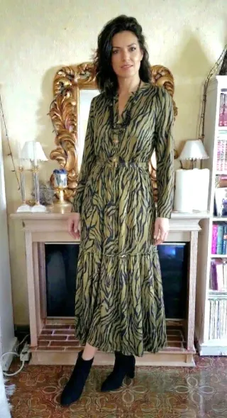 Vestido largo estampado cebra estilo boho