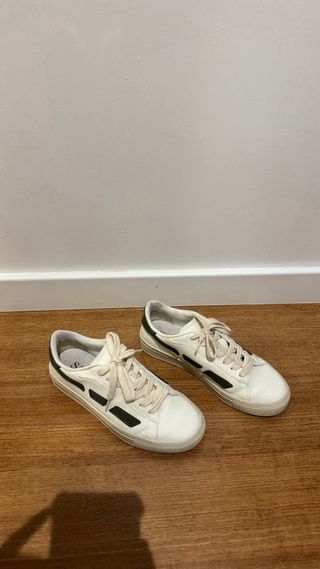 Zapatillas Saye Talla 38 Blancas y Verde Oliva