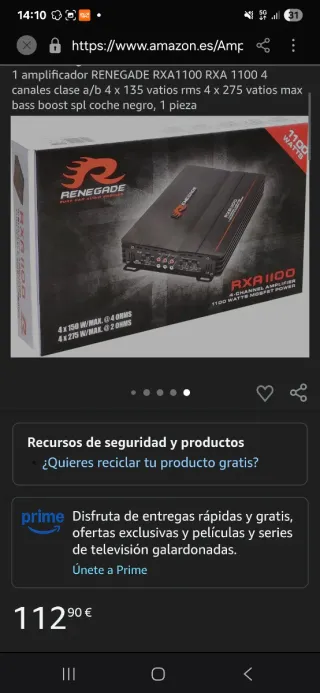 Amplificador Renegade RXA 1100 4 Canales