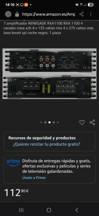 Amplificador Renegade RXA 1100 4 Canales