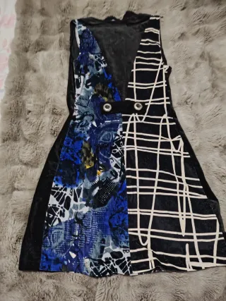 Vestido Terciopelo Negro y Azul