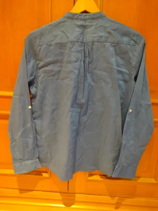 Camisa azulona M manga larga mujer