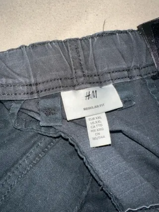 Pantalón Cargo H&M Negro Regular Fit XXL