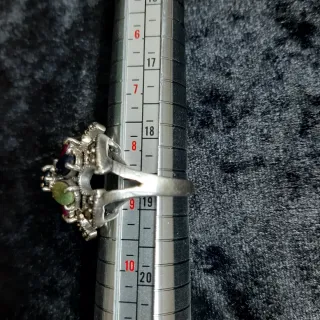 Anillo Plata Ley Art Déco Rubíes Zafiros