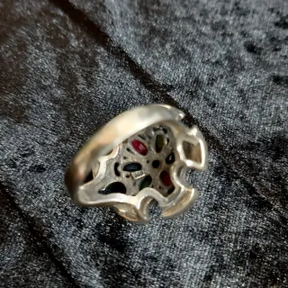 Anillo Plata Ley Art Déco Rubíes Zafiros
