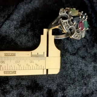 Anillo Plata Ley Art Déco Rubíes Zafiros