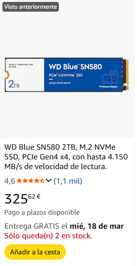Western Digital WD Blue SN580 1TB NVMe SSD