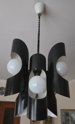 Lampadario vintage nero e bianco "Space Age"