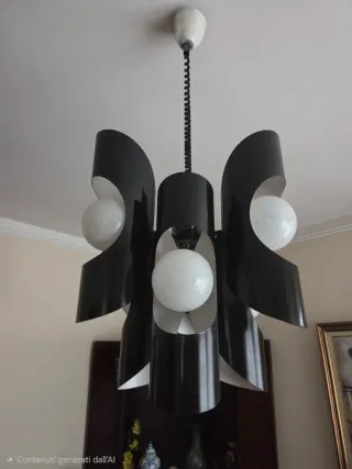 Lampadario vintage nero e bianco "Space Age"