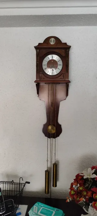 Reloj de pared antiguo péndulo madera