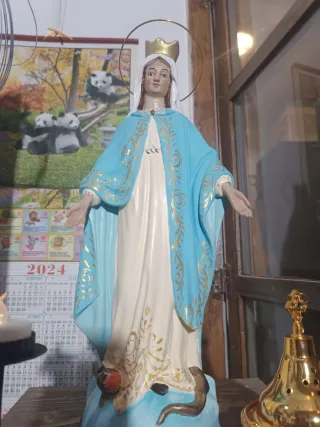 Figura Virgen María Corona Azul