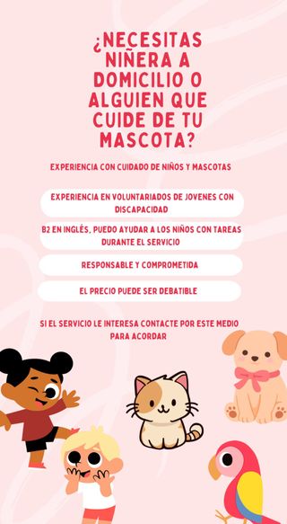 Trabajo niñera / cuidadora de mascotas
