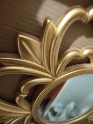 3 Espejos Decorativos Dorados Flor