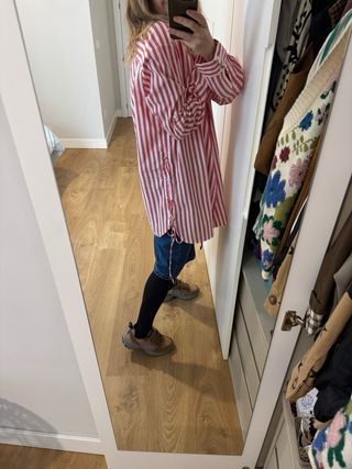 Camisa Zara Rayas Roja y Blanca