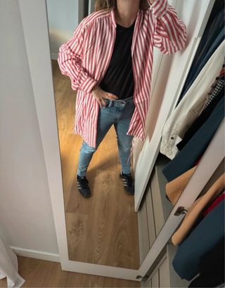 Camisa Zara Rayas Roja y Blanca