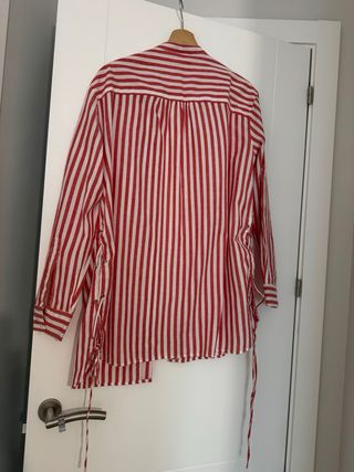 Camisa Zara Rayas Roja y Blanca