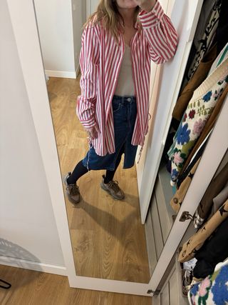 Camisa Zara Rayas Roja y Blanca