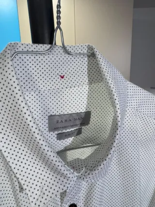 Camisa Zara Man Blanca Estampada Talla M