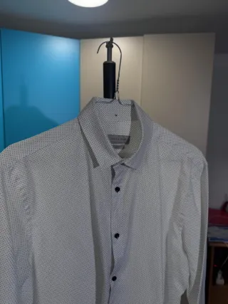 Camisa Zara Man Blanca Estampada Talla M