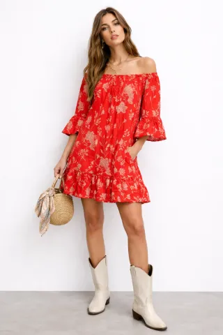 Vestido Rojo Boho H&M, Vestido Verano Floral L