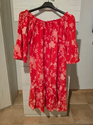Vestido Rojo Boho H&M, Vestido Verano Floral L