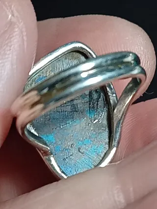 Anillo Plata Ley crisocola y jaspe rojo