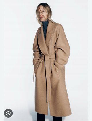 Abrigo Cinturón con Lana Collection Zara - Nuevo
