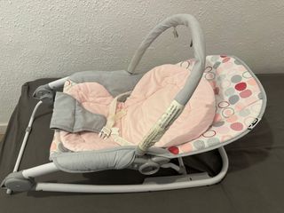 Silla Mecedora Bebé Rosa y Gris